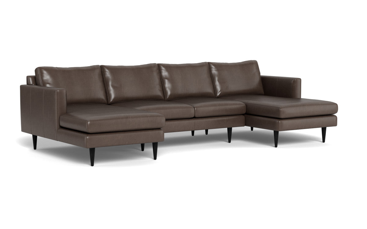 Wallace 126" Leather Untufted Double Chaise U Sectional - Hudson Iron