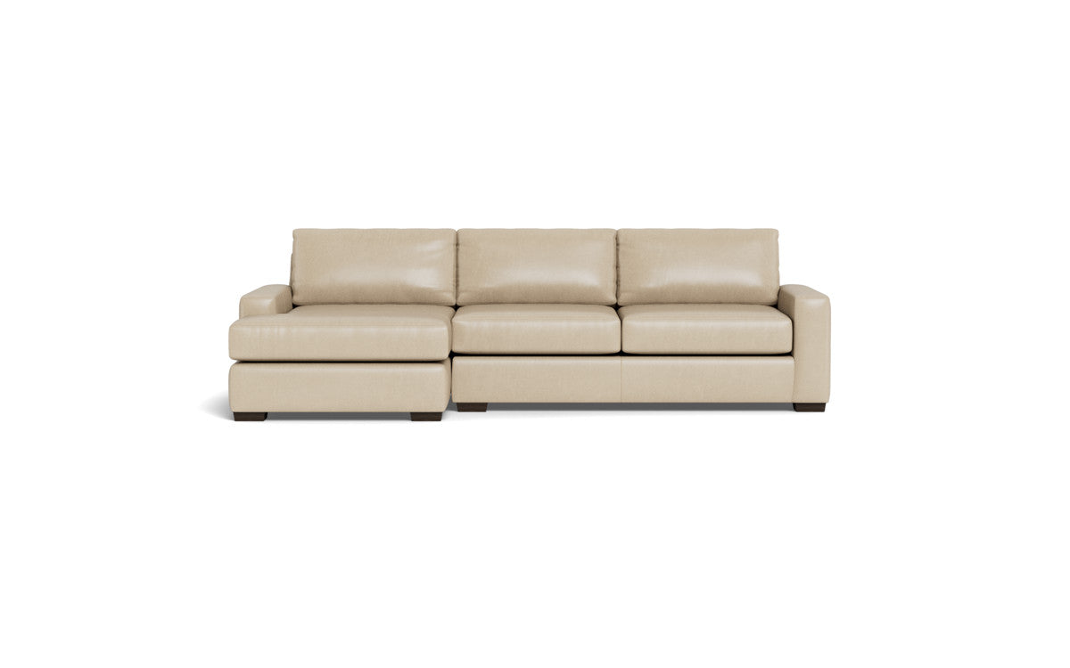 Mas Mesa 123" Deep Leather Left Chaise Sectional - Hudson Ivory