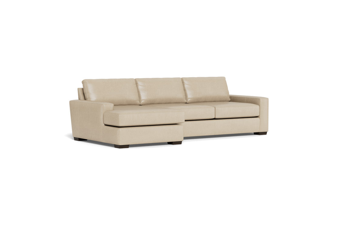 Mas Mesa 123" Deep Leather Left Chaise Sectional - Hudson Ivory