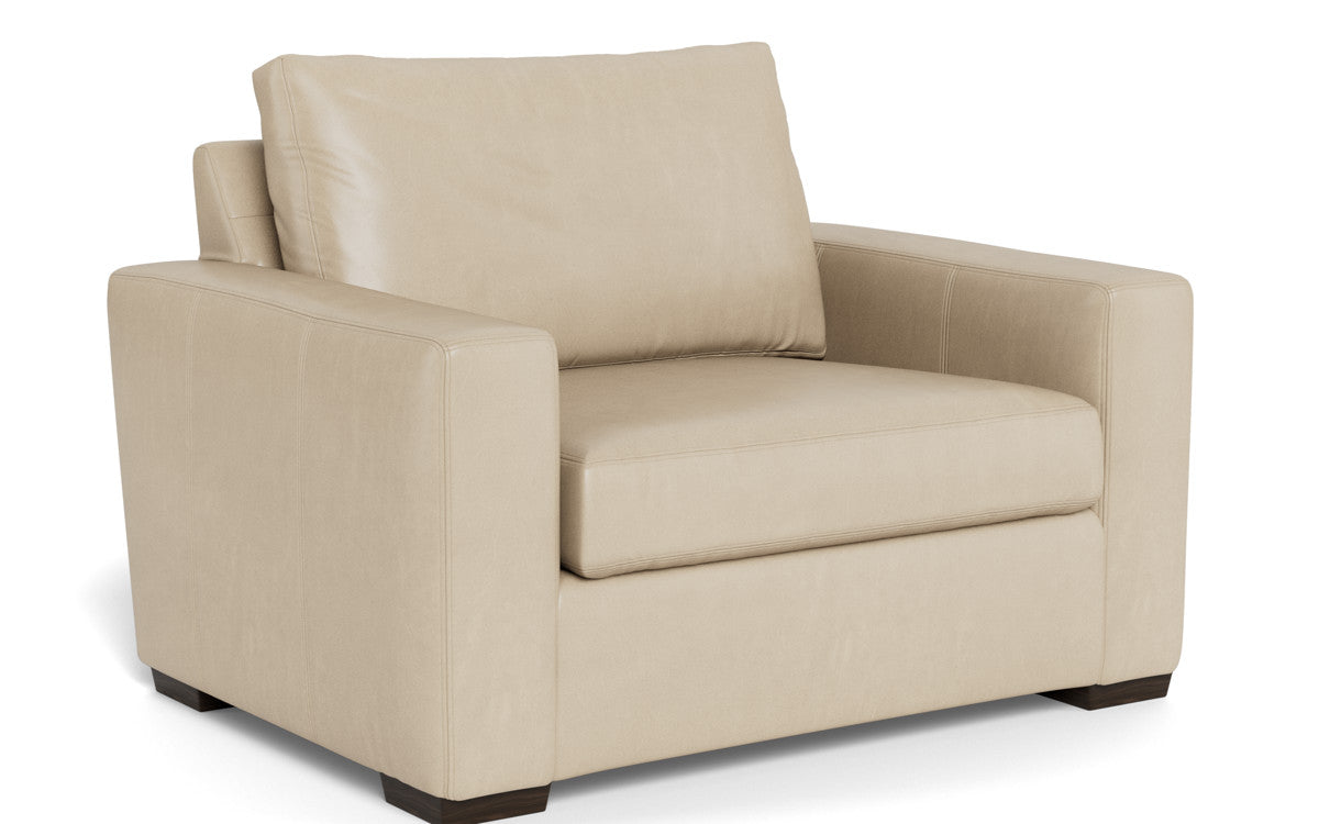 Mas Mesa 52" Deep Leather Arm Chair - Hudson Ivory