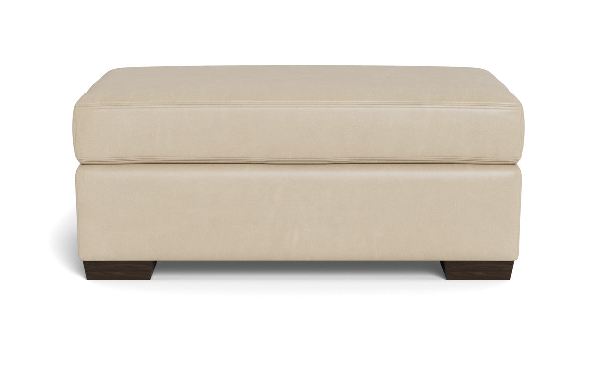 Mesa Leather Ottoman - Hudson Ivory