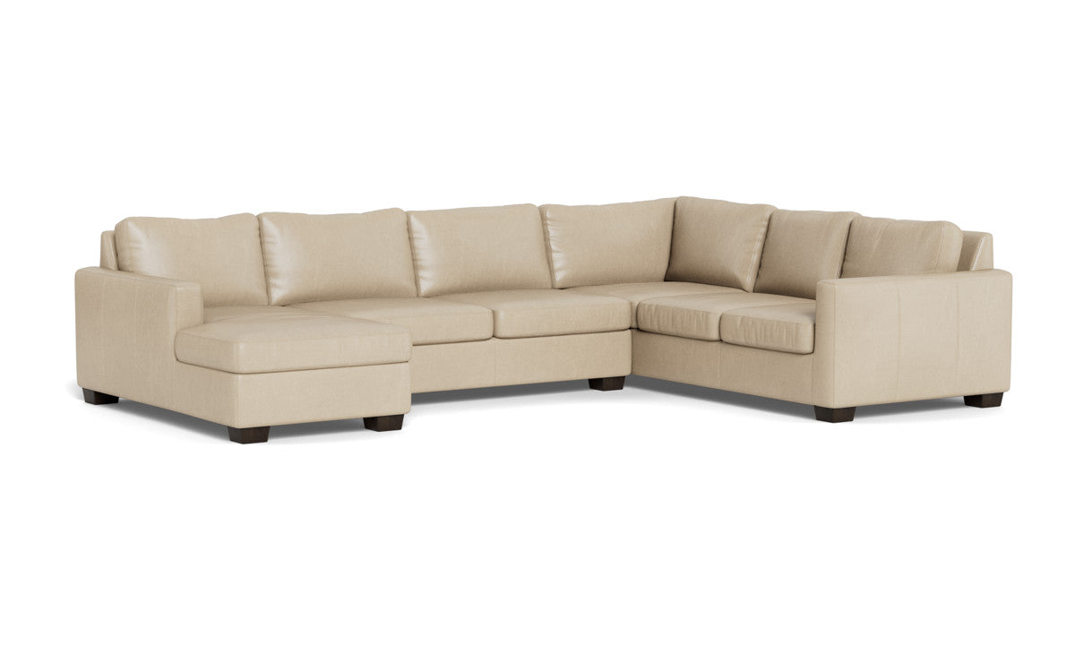 Track 141" Leather Corner Sectionals W. Full Sleeper & Left Chaise - Hudson Ivory