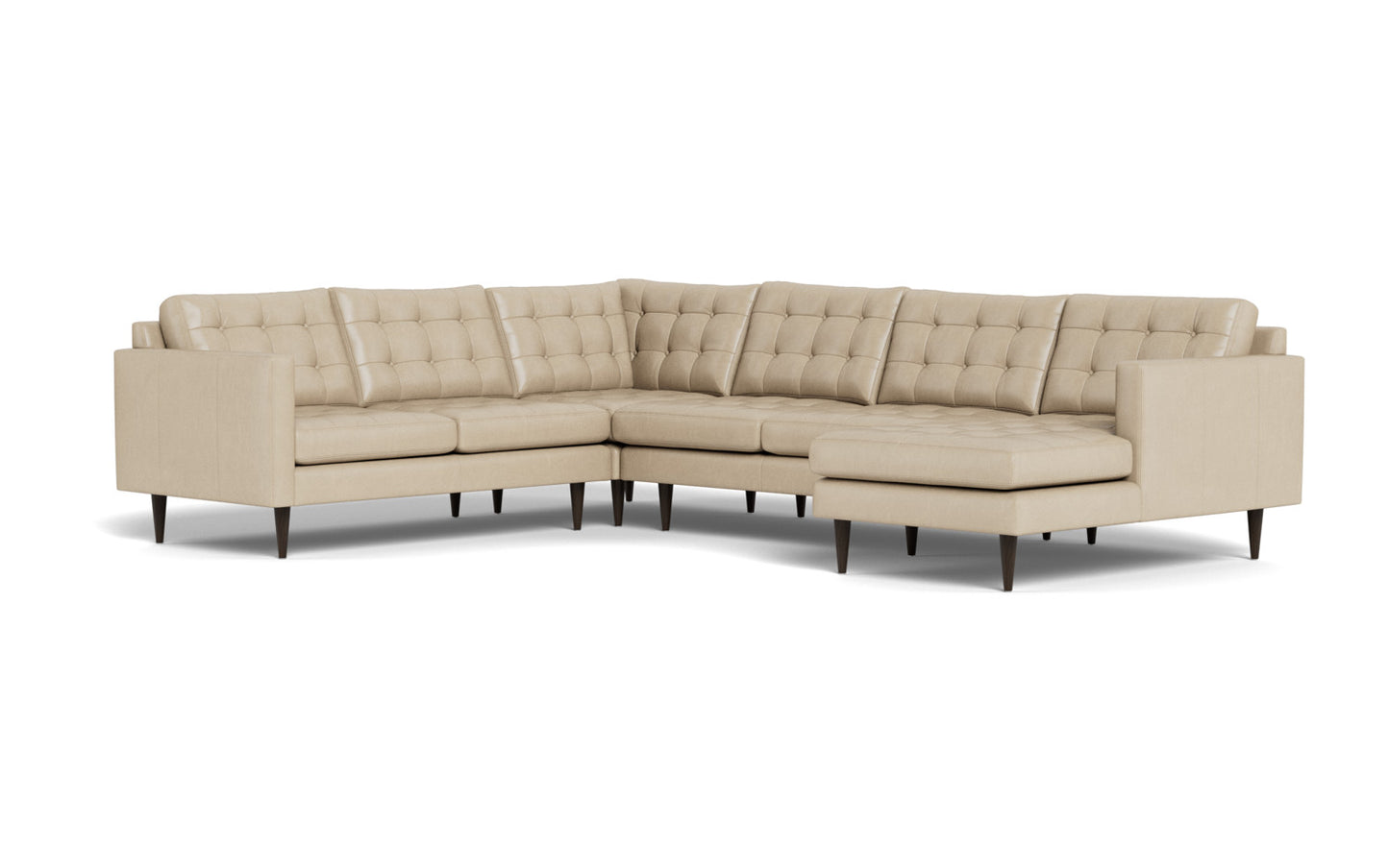 Wallace 131" Leather Corner Sectionals w. Right Chaise - Hudson Ivory