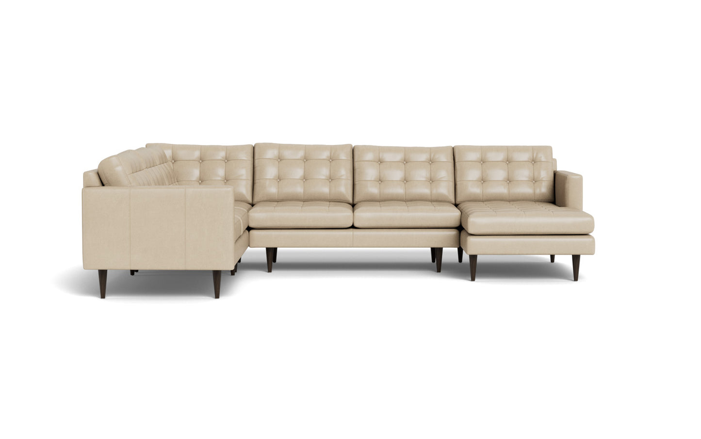 Wallace 131" Leather Corner Sectionals w. Right Chaise - Hudson Ivory