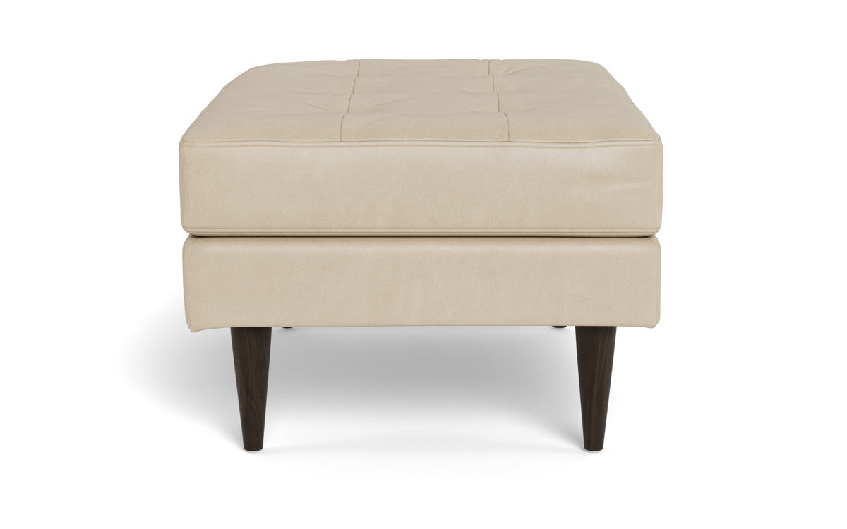 Wallace Leather Ottoman - Hudson Ivory