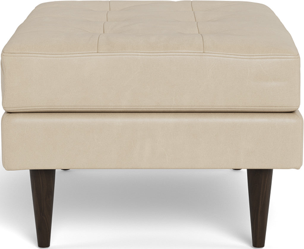 Wallace Leather Ottoman - Hudson Ivory