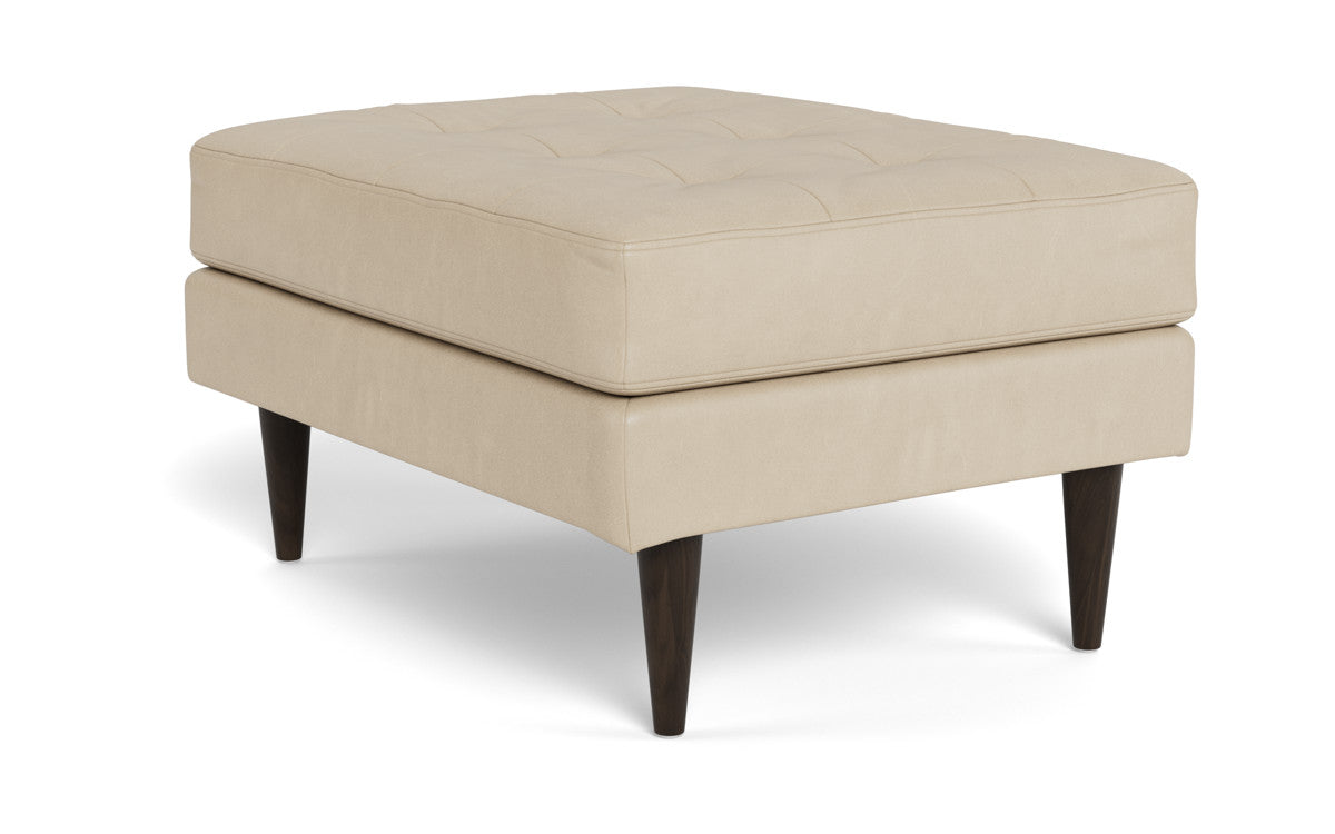 Wallace Leather Ottoman - Hudson Ivory
