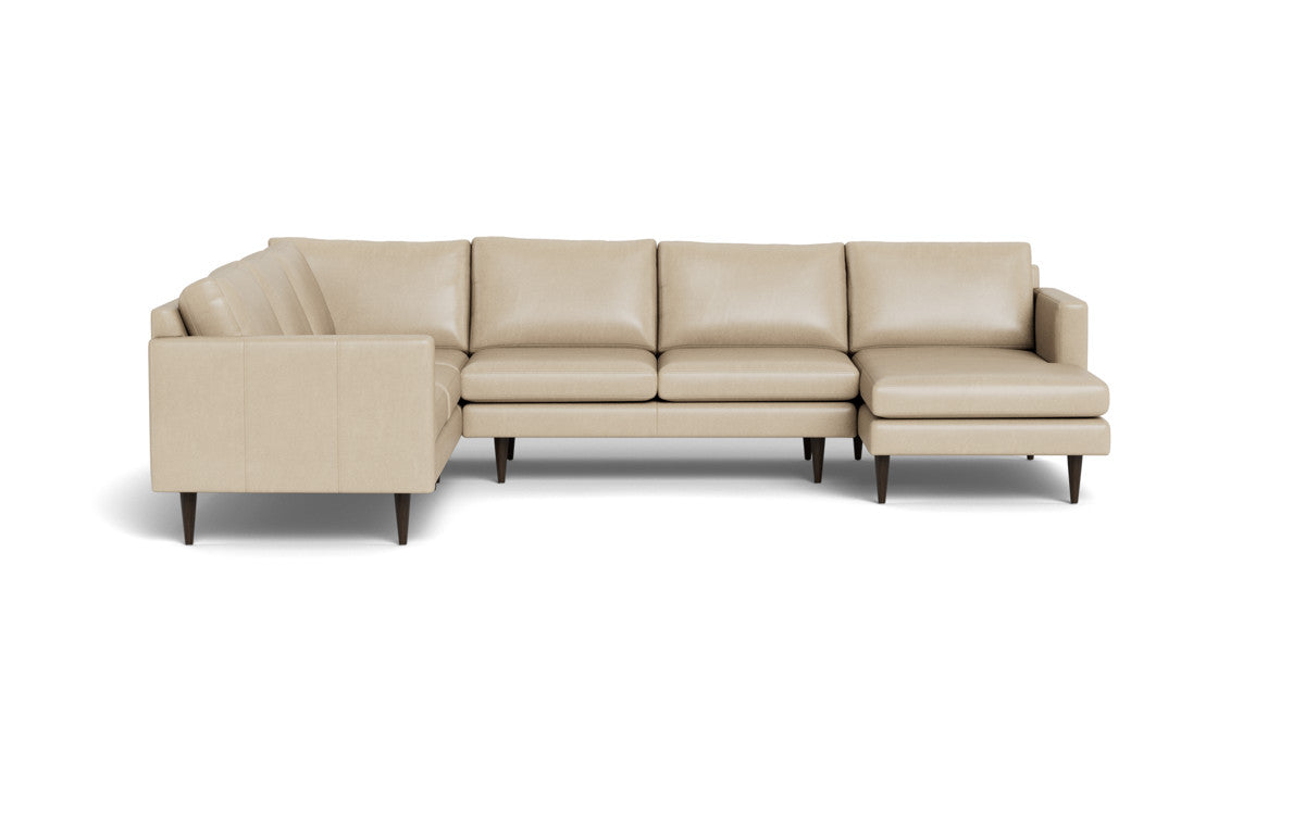 Wallace 131" Leather Untufted Corner Sectionals w. Right Chaise - Hudson Ivory