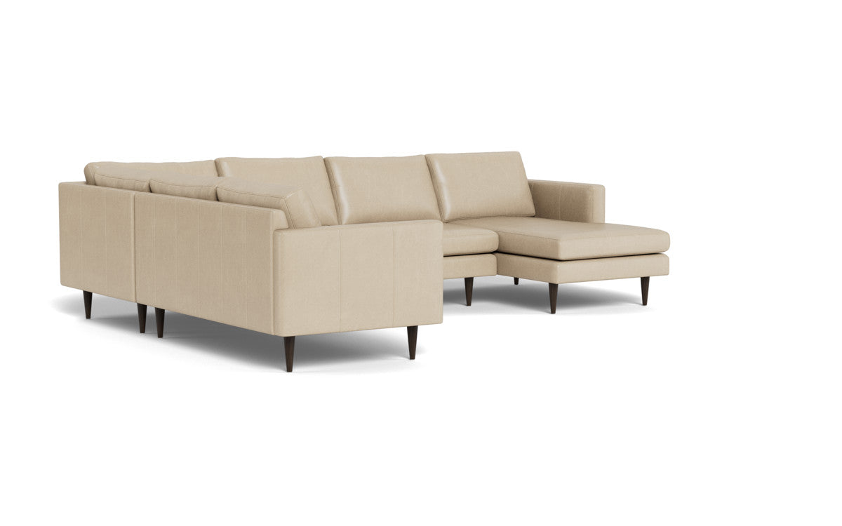 Wallace 131" Leather Untufted Corner Sectionals w. Right Chaise - Hudson Ivory