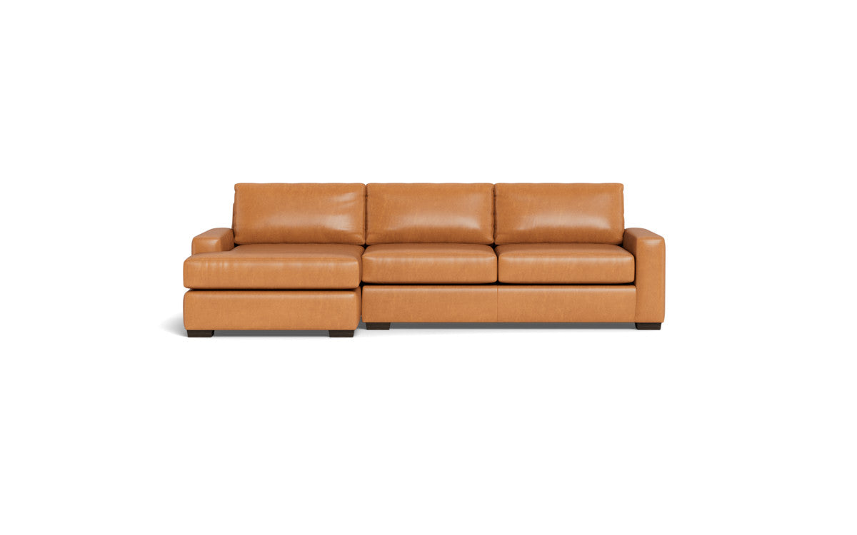 Mas Mesa 123" Deep Leather Left Chaise Sectional - Hudson Lager
