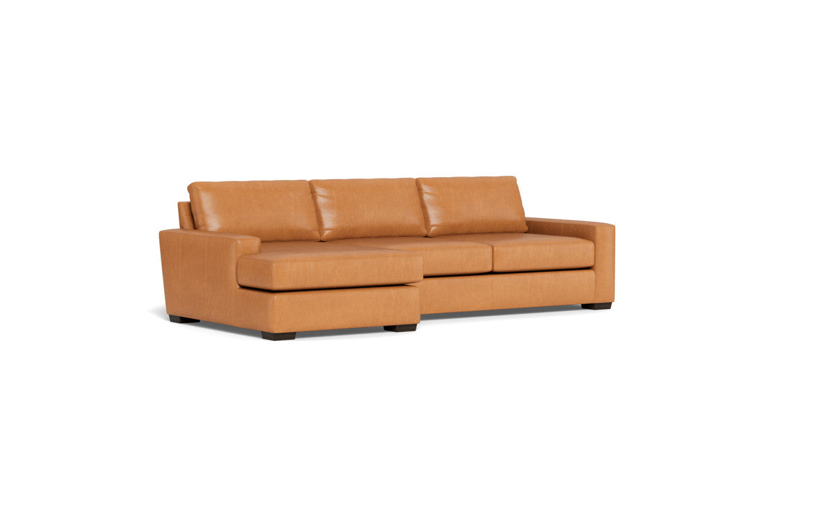 Mas Mesa 123" Deep Leather Left Chaise Sectional - Hudson Lager