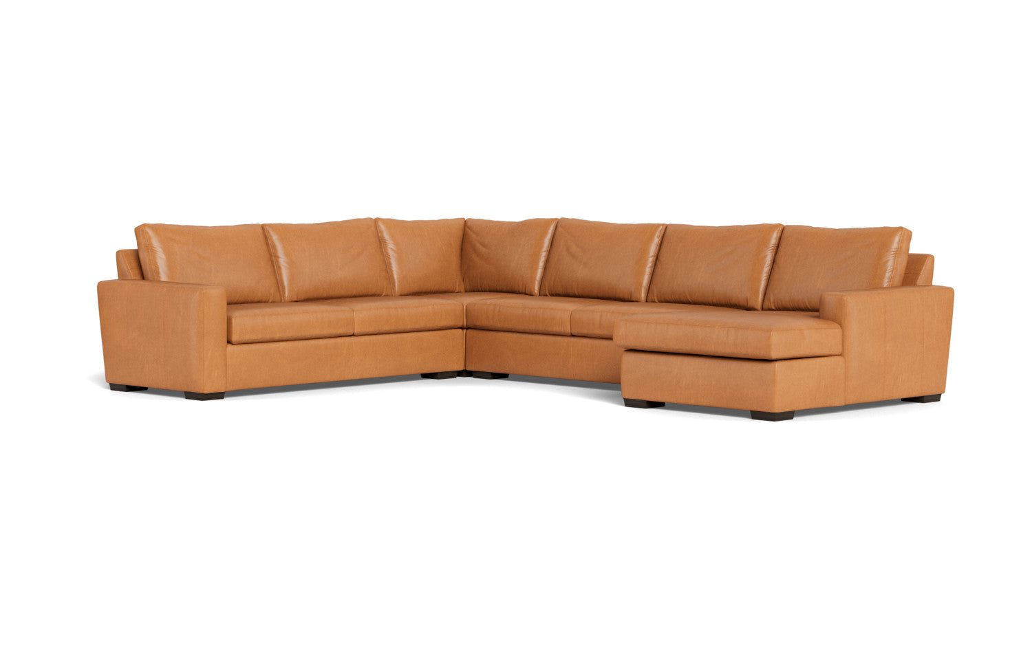Mesa 156" Leather Corner Sectionals w. Right Chaise - Hudson Lager