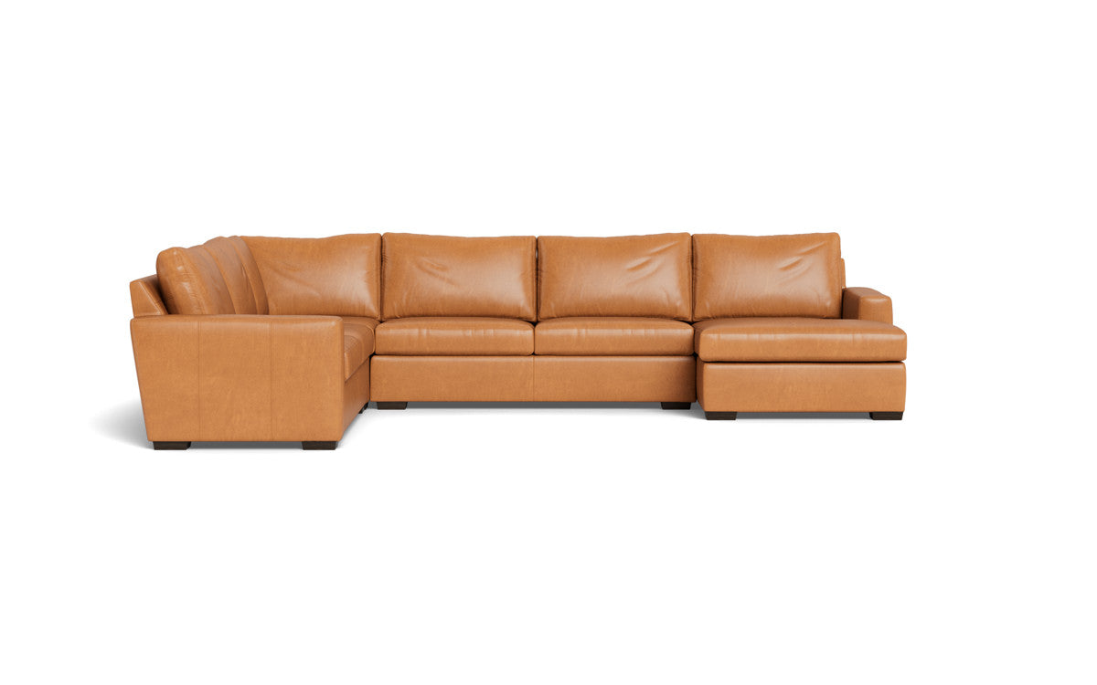 Mas Mesa 162" Deep Leather Corner Sectionals w. Right Chaise - Hudson Lager