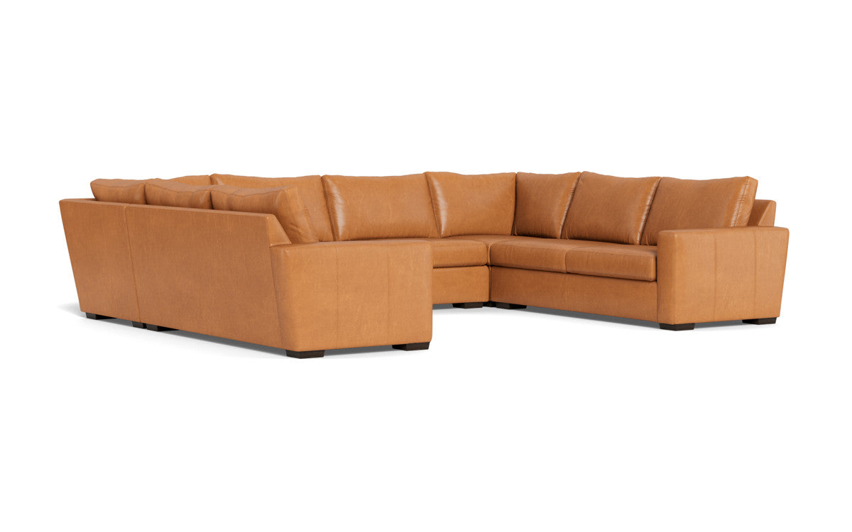 Mas Mesa 166" Deep Leather Condo U Sectional - Hudson Lager