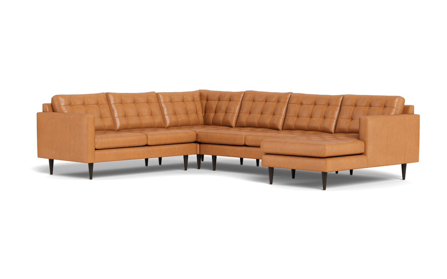 Wallace 131" Leather Corner Sectionals w. Right Chaise - Hudson Lager