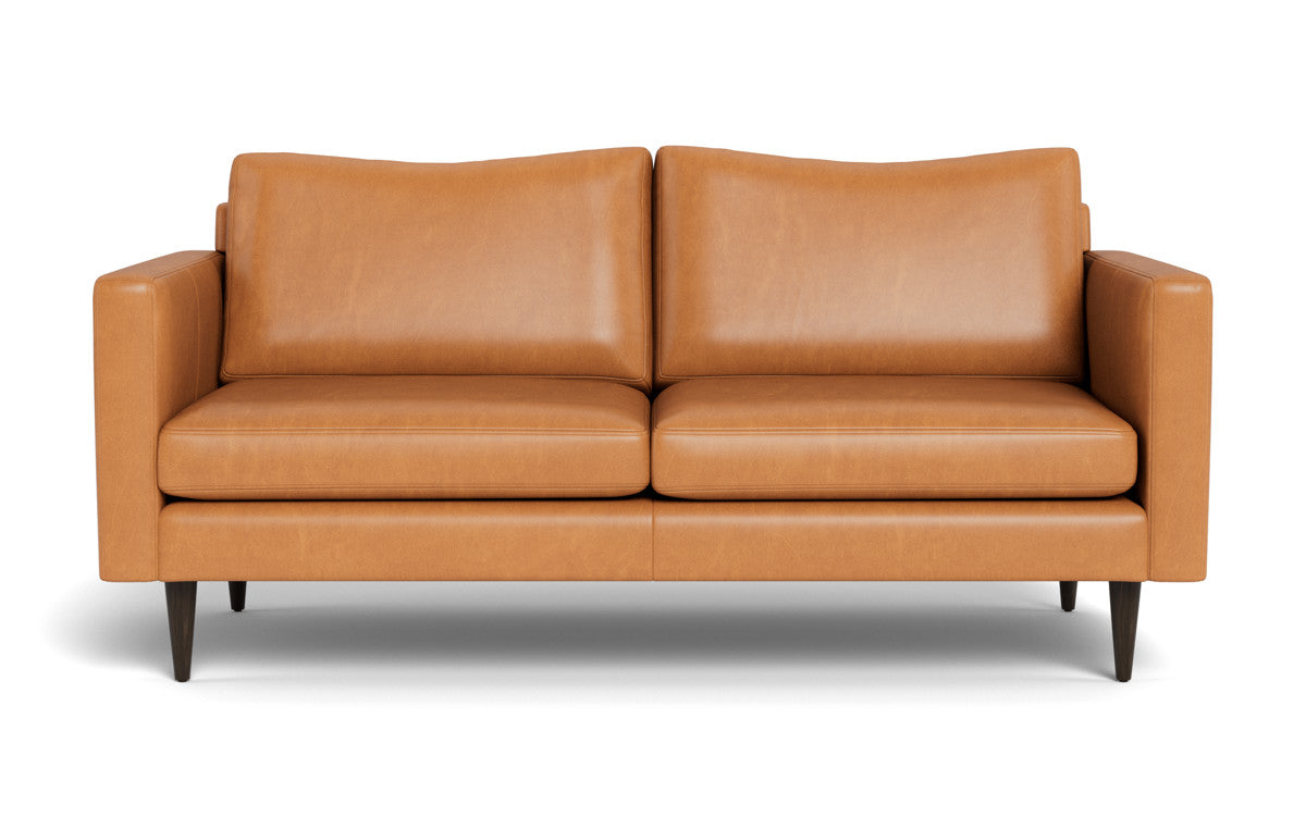 Wallace 74" Leather Untufted Apartment Sofa -