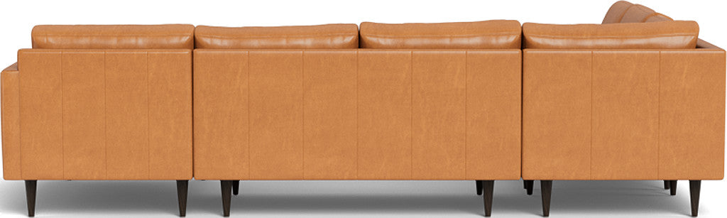 Wallace 131" Leather Untufted Corner Sectionals w. Right Chaise - Hudson Lager
