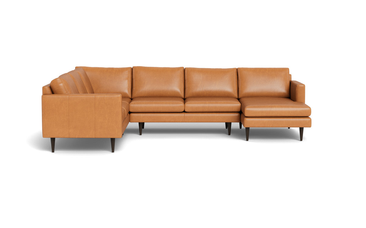 Wallace 131" Leather Untufted Corner Sectionals w. Right Chaise - Hudson Lager