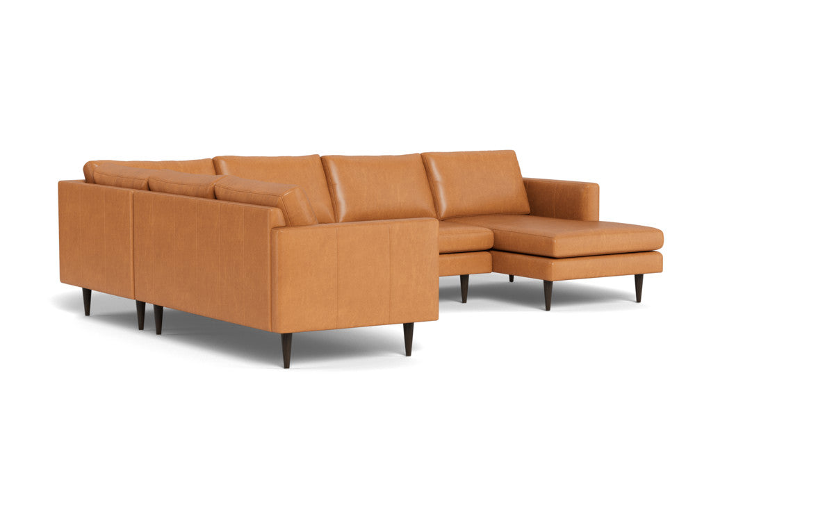 Wallace 131" Leather Untufted Corner Sectionals w. Right Chaise - Hudson Lager