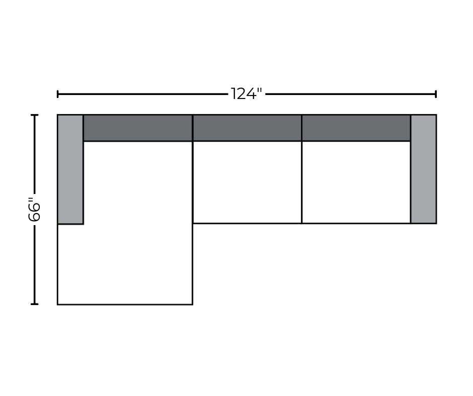 Menchaca 124" Left Chaise Sectional - Peyton Slate