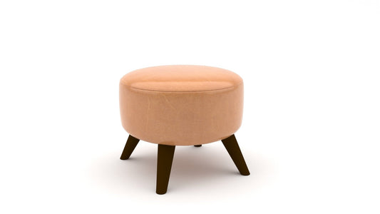 Katy 18" Leather Round Leg Ottoman -