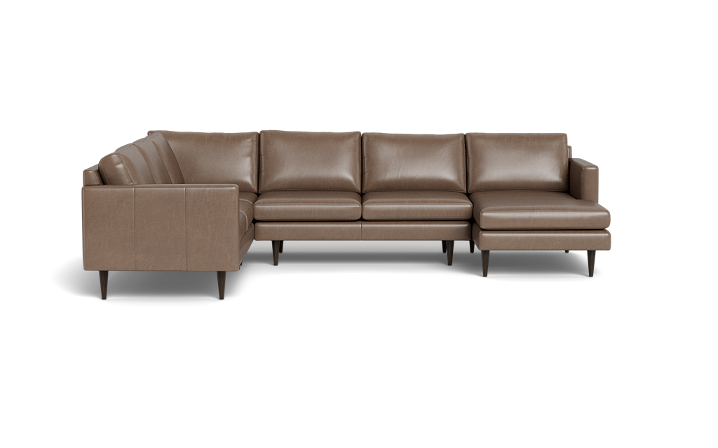 Wallace 131" Leather Untufted Corner Sectionals w. Right Chaise - Tribeca Scarlet