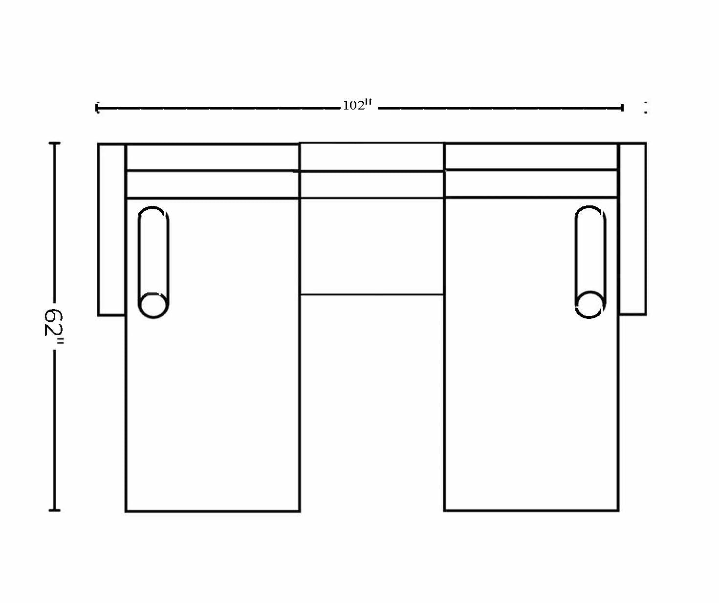 Ladybird 102" Leather Double Chaise with Armless Chair - Hudson Lager