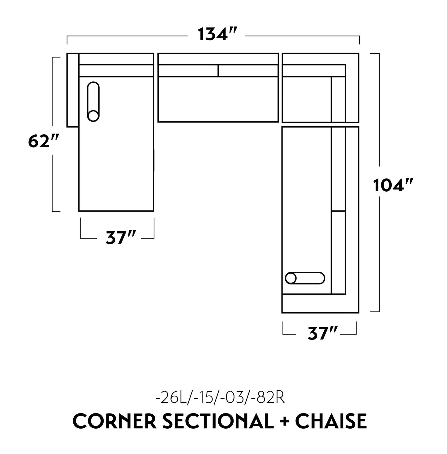 Ladybird 133" Corner Sectional with Left Chaise -