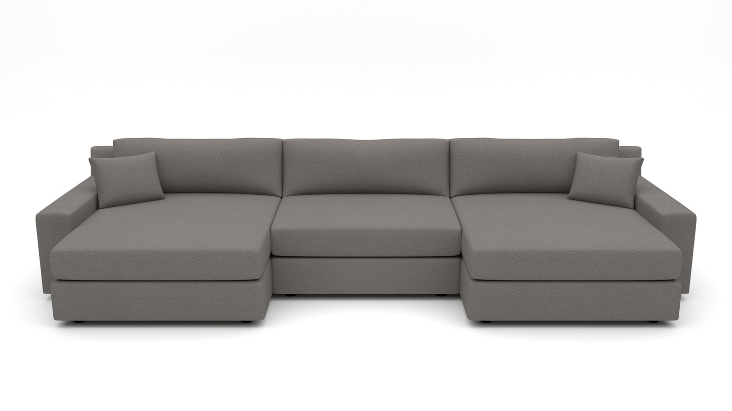 Lago Vista 170" Double Chaise With Armless Chair - Peyton Slate