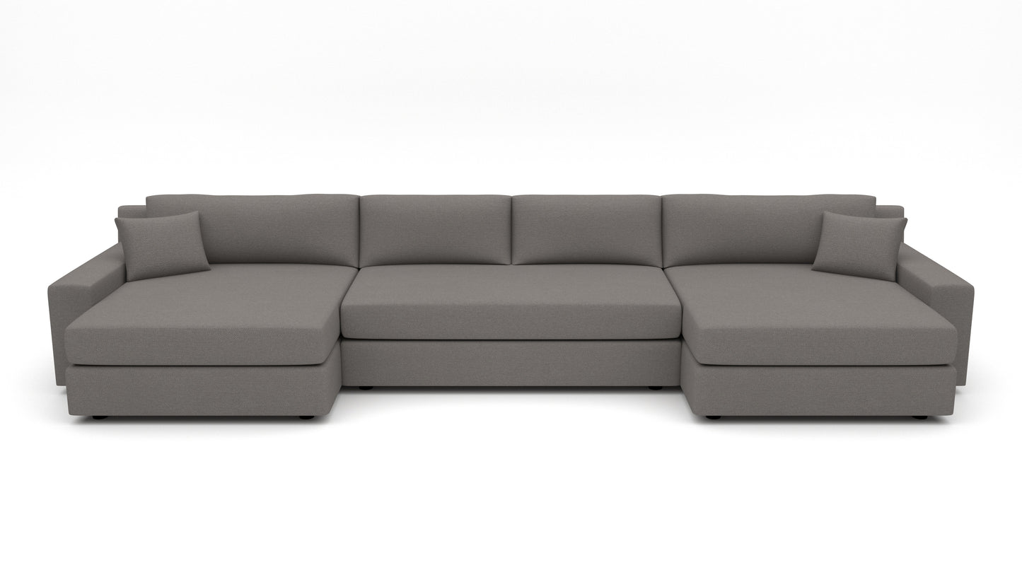 Lago Vista 192" Double Chaise With Armless Sofa - Peyton Slate