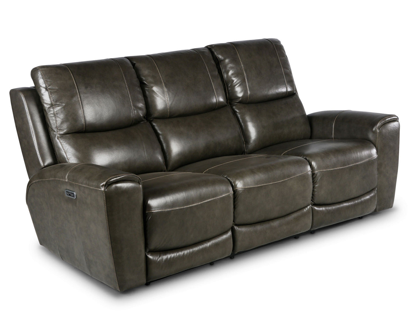 Laura Grey Leather Power Reclining Sofa -