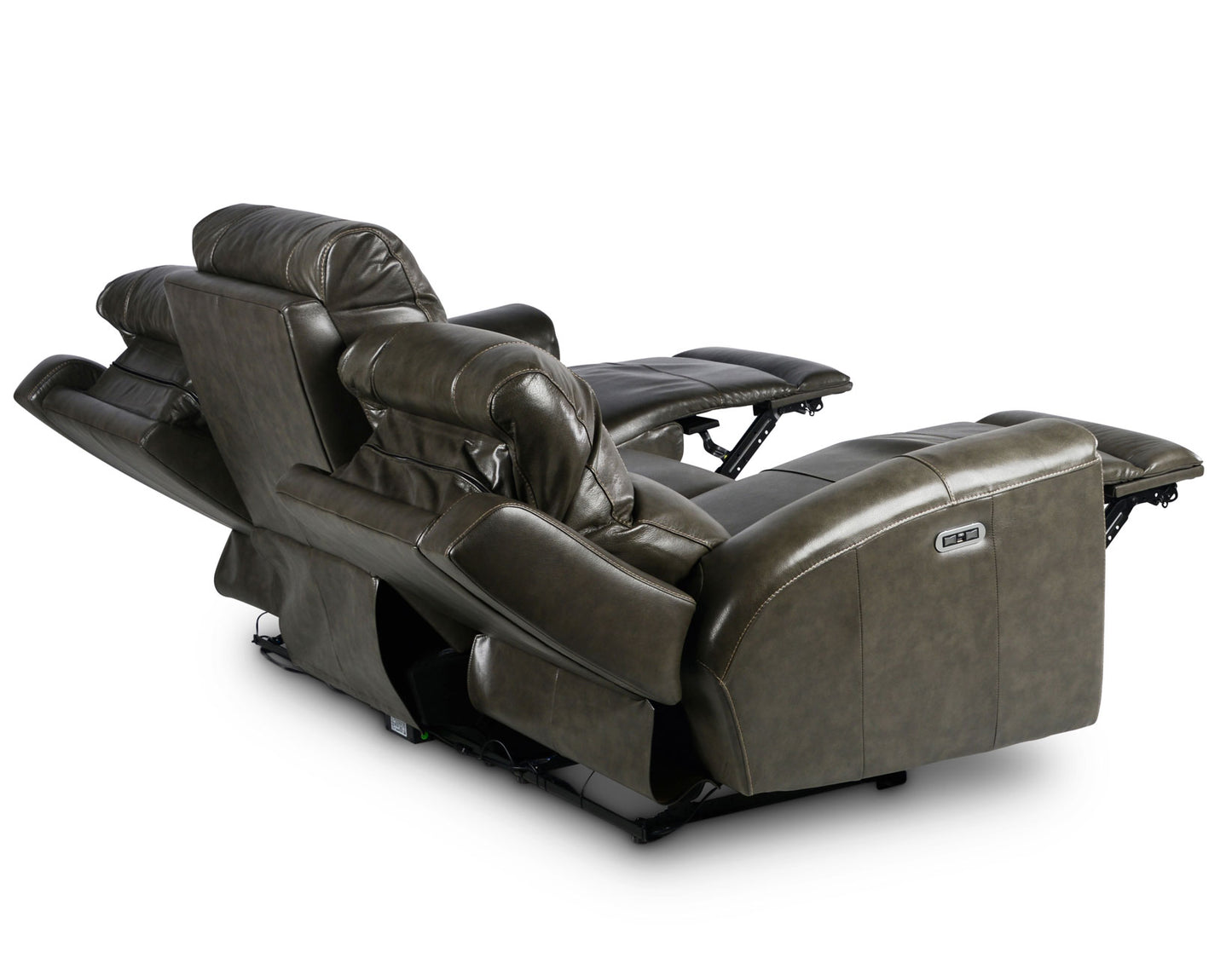 Laura Grey Leather Power Reclining Sofa -
