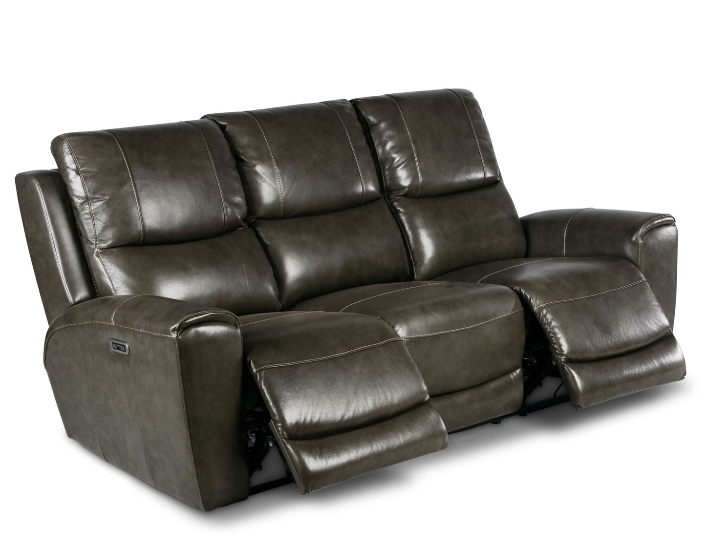 Laura Grey Leather Power Reclining Sofa -