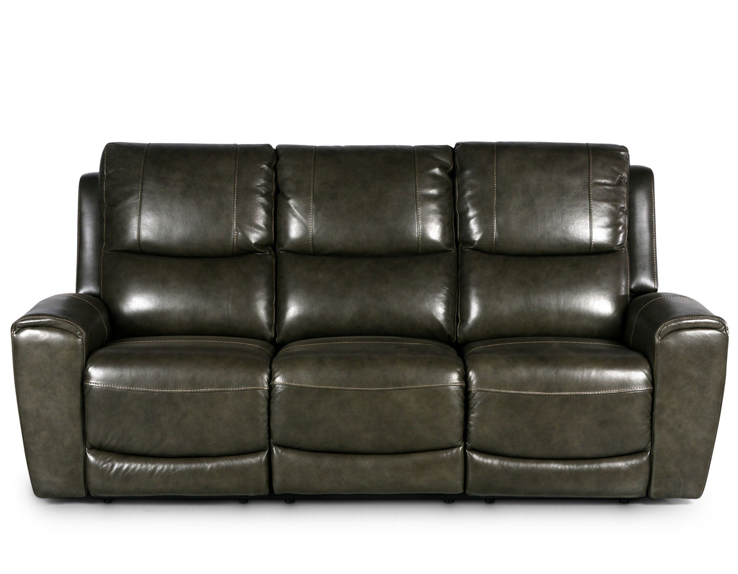 Laura Grey Leather Power Reclining Sofa -
