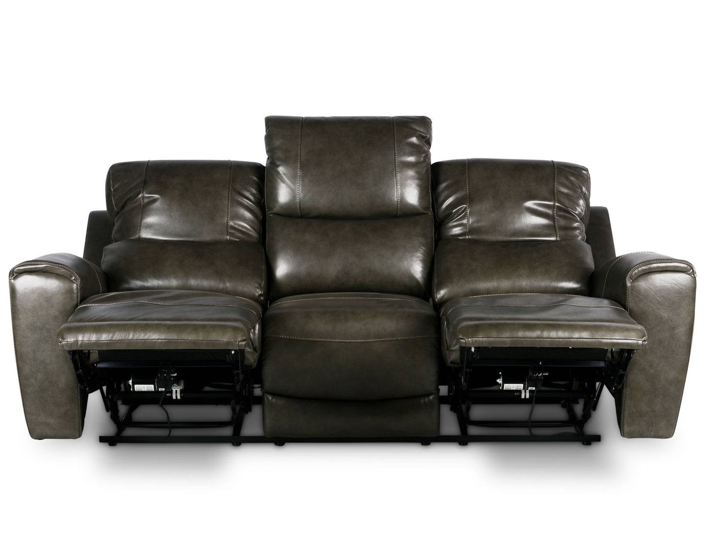 Laura Grey Leather Power Reclining Sofa -