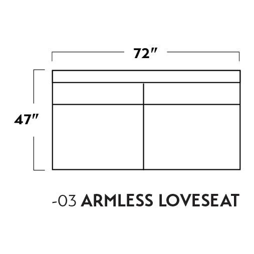 Mas Mesa Deep Leather Armless Loveseat -
