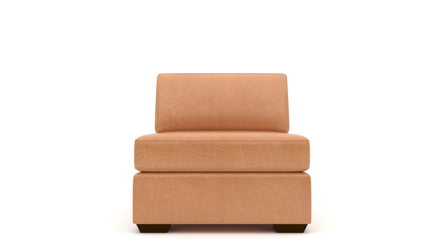 Mas Mesa Deep Leather Armless Chair - Hudson Lager