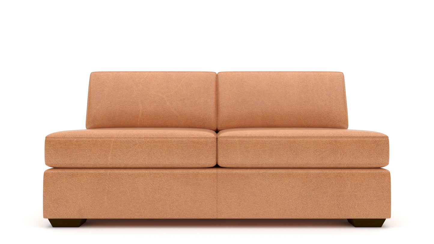 Mas Mesa Deep Leather Armless Loveseat - Hudson Lager