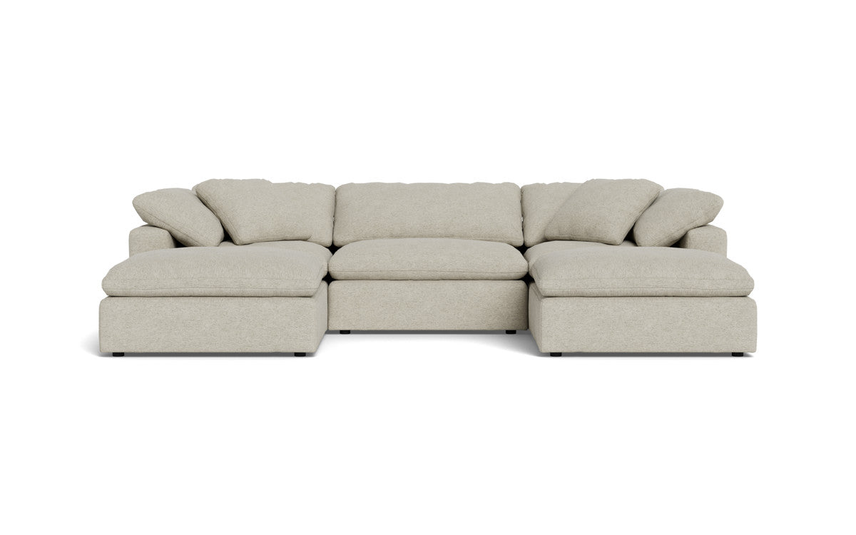 Fluffy 133.5" 3 Piece Sofa W/Double Ottoman - Merit Dove