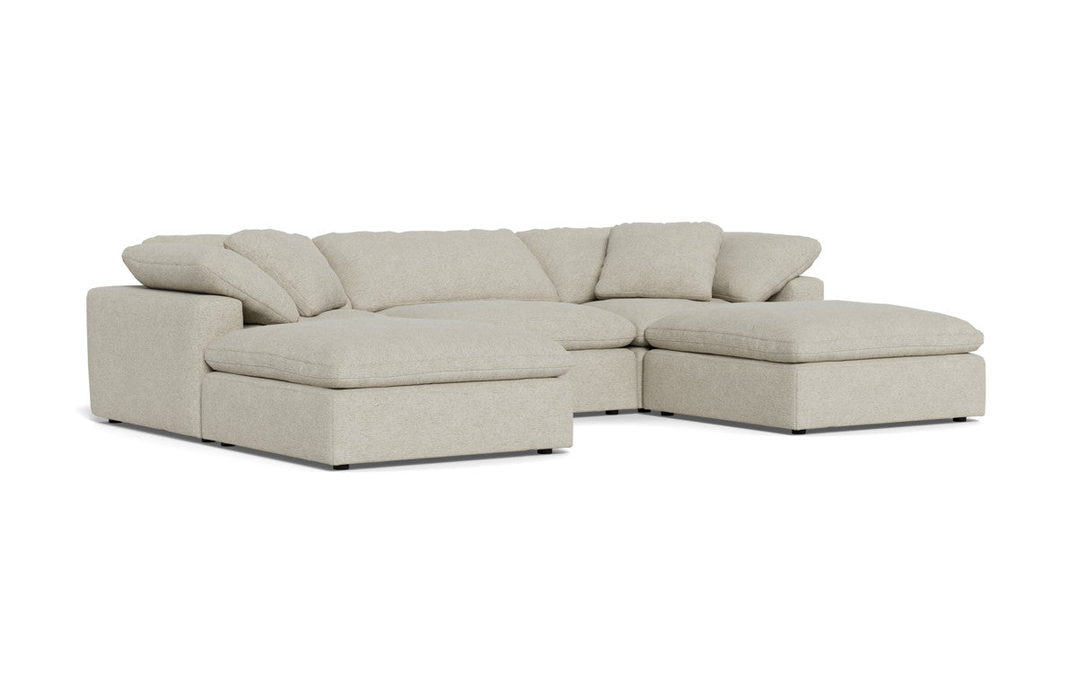 Fluffy 133.5" 3 Piece Sofa W/Double Ottoman - Merit Dove