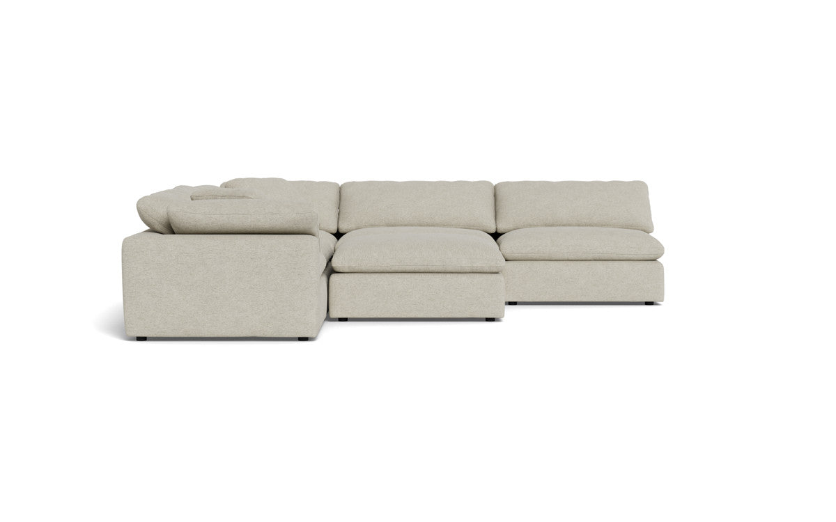 Fluffy 133.5" 5 Piece Sectional W/Ottoman - Merit Dove
