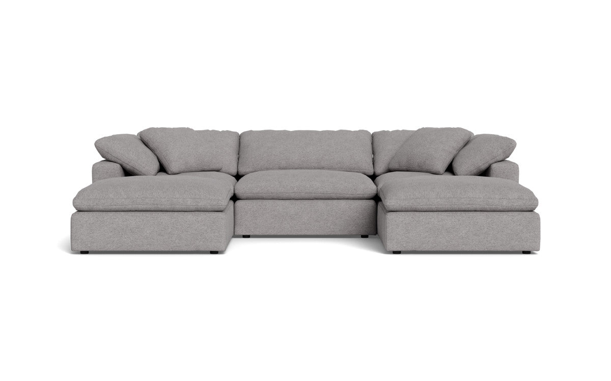 Fluffy 133.5" 3 Piece Sofa W/Double Ottoman - Merit Graystone