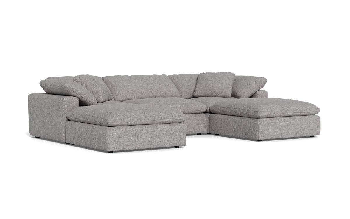 Fluffy 133.5" 3 Piece Sofa W/Double Ottoman - Merit Graystone
