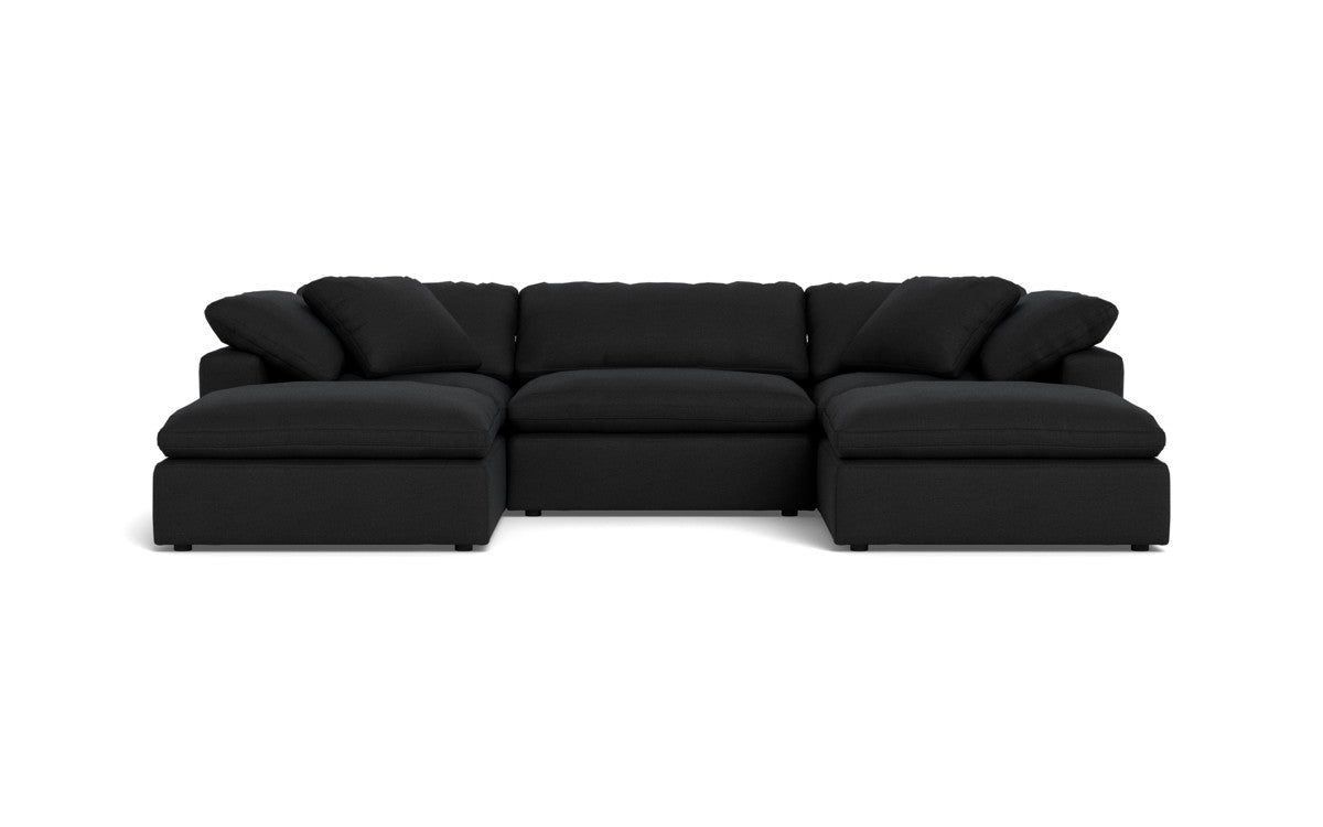 Fluffy 133.5" 3 Piece Sofa W/Double Ottoman - Merit Onyx
