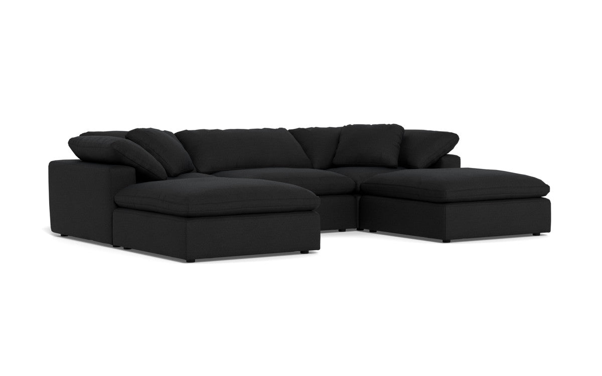 Fluffy 133.5" 3 Piece Sofa W/Double Ottoman - Merit Onyx