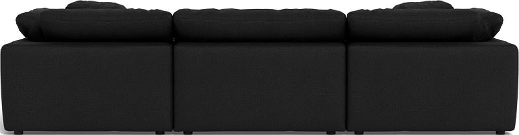 Fluffy 133.5" 3 Piece Sofa W/Double Ottoman - Merit Onyx