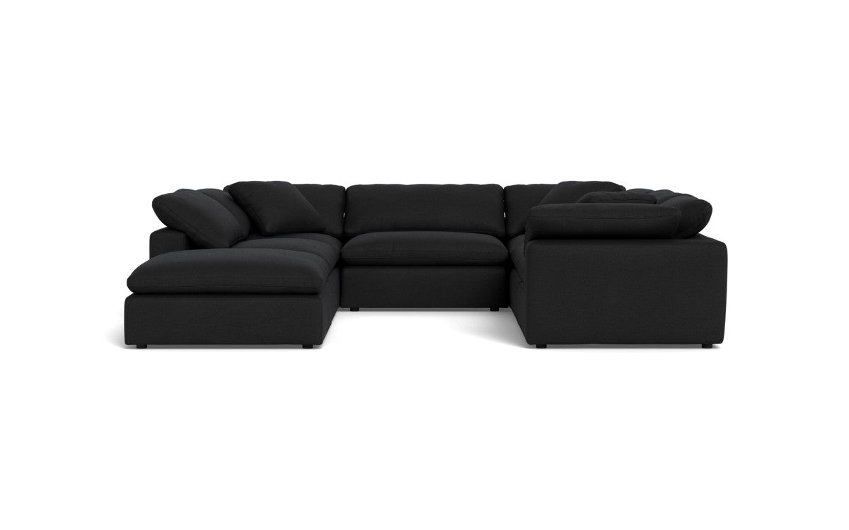 Fluffy 133.5" 6 Piece Sectional W/Ottoman - Merit Onyx
