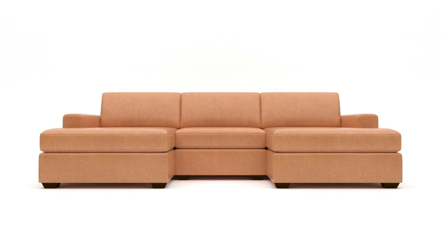 Mesa 122" Leather Double Chaise With Armless Chair - HUDSON LAGER