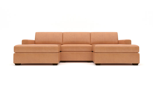 Mesa 122" Leather Double Chaise With Armless Chair -