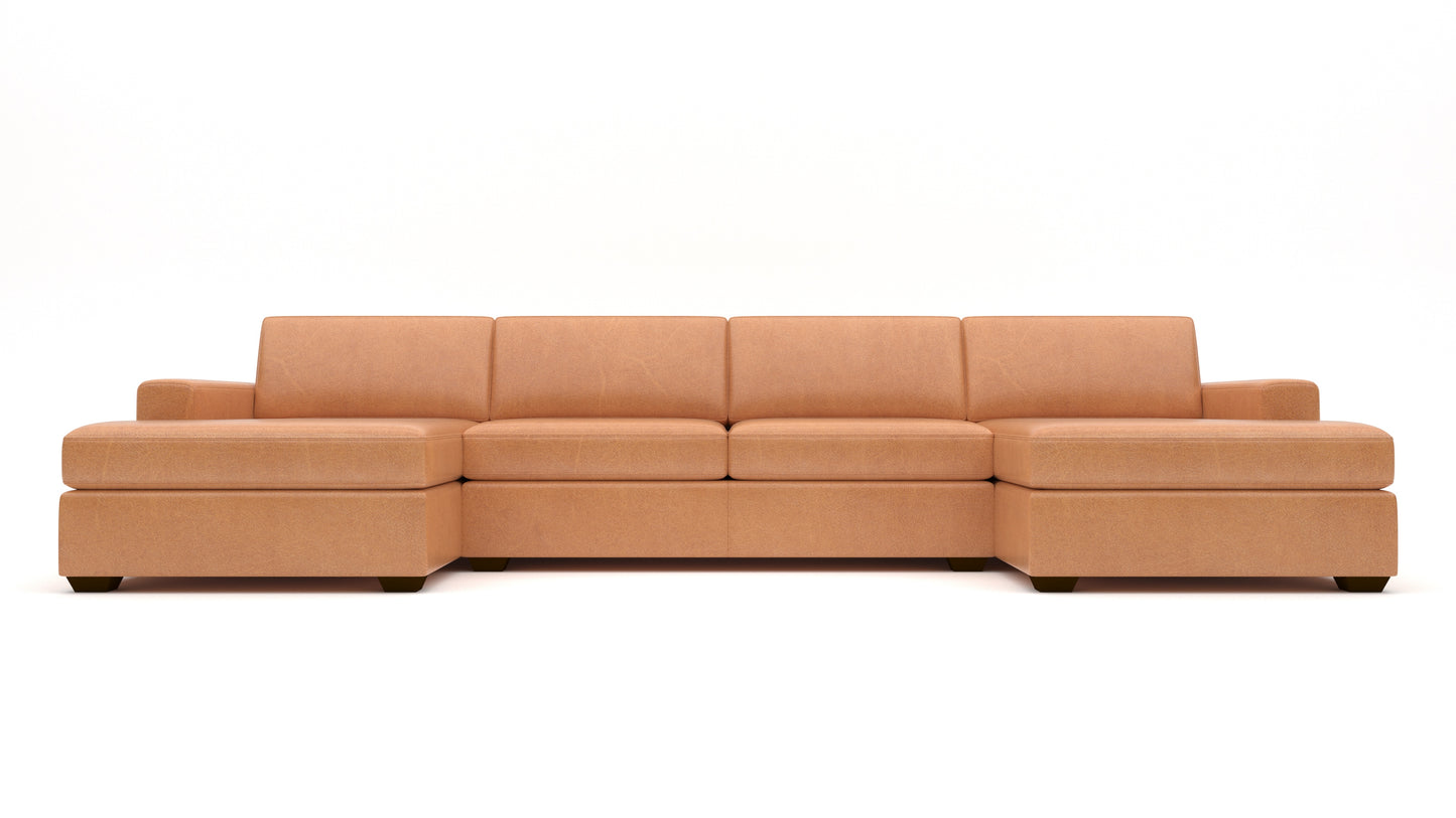 Mesa 158" Leather Double Chaise With Armless Loveseat - HUDSON LAGER